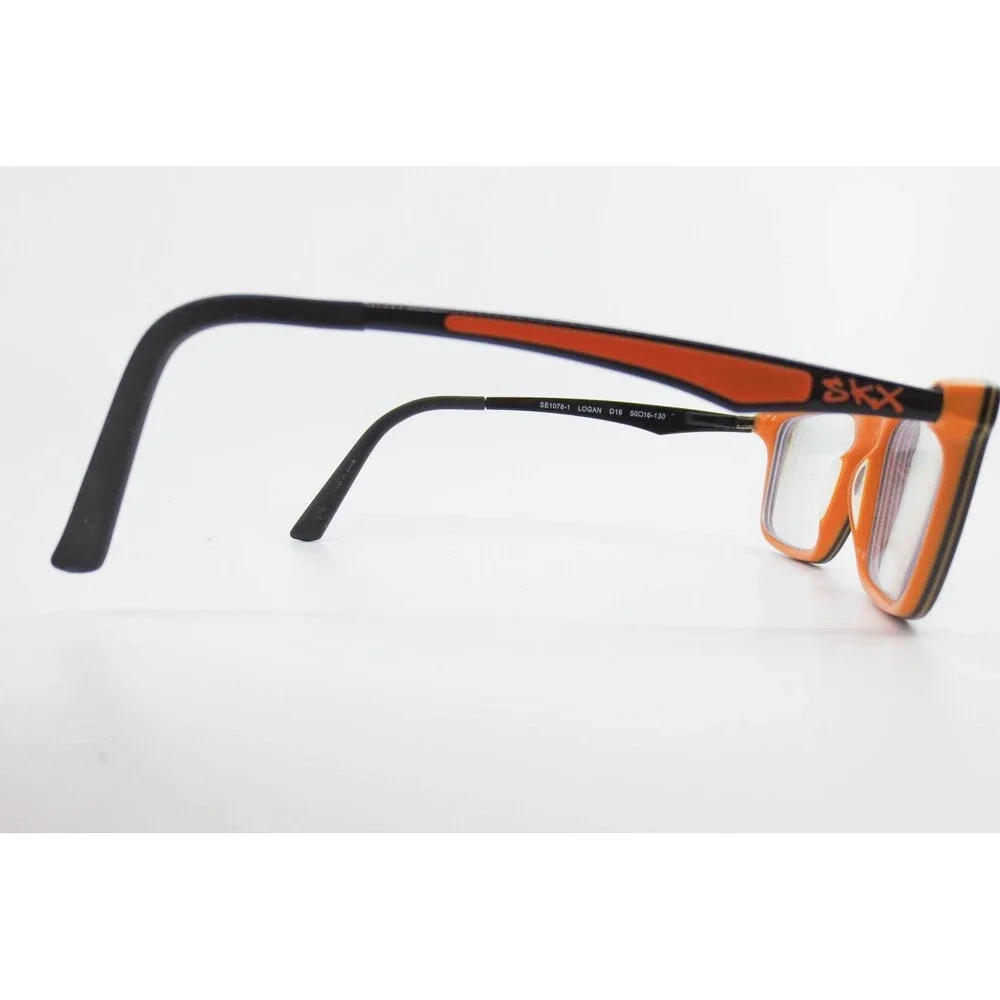Skechers Logan SE1078-1 Rectangular Eyeglass Frames Black Orange 50-16-130 SKX